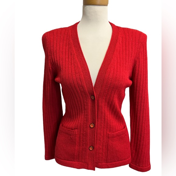 Adolfo New York Red Cardigan - Picture 4 of 7